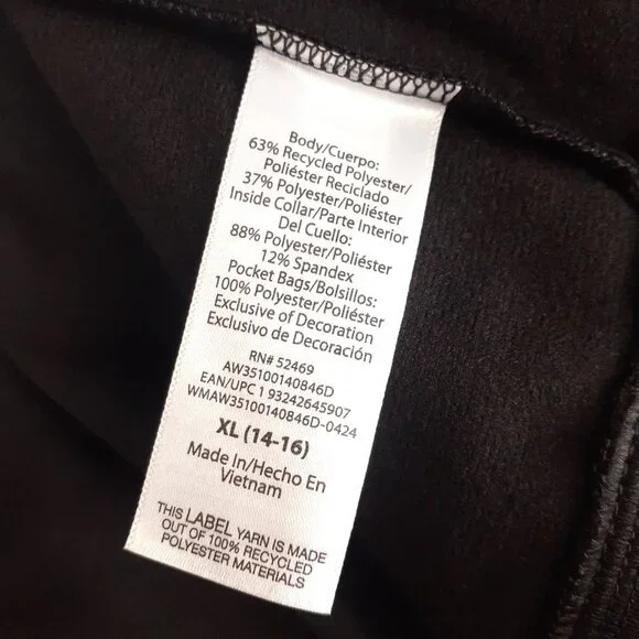 Athletic Works Boys Full-Zip Black Jacket With Reflective Stripe XL ,L - Picture 9 of 11